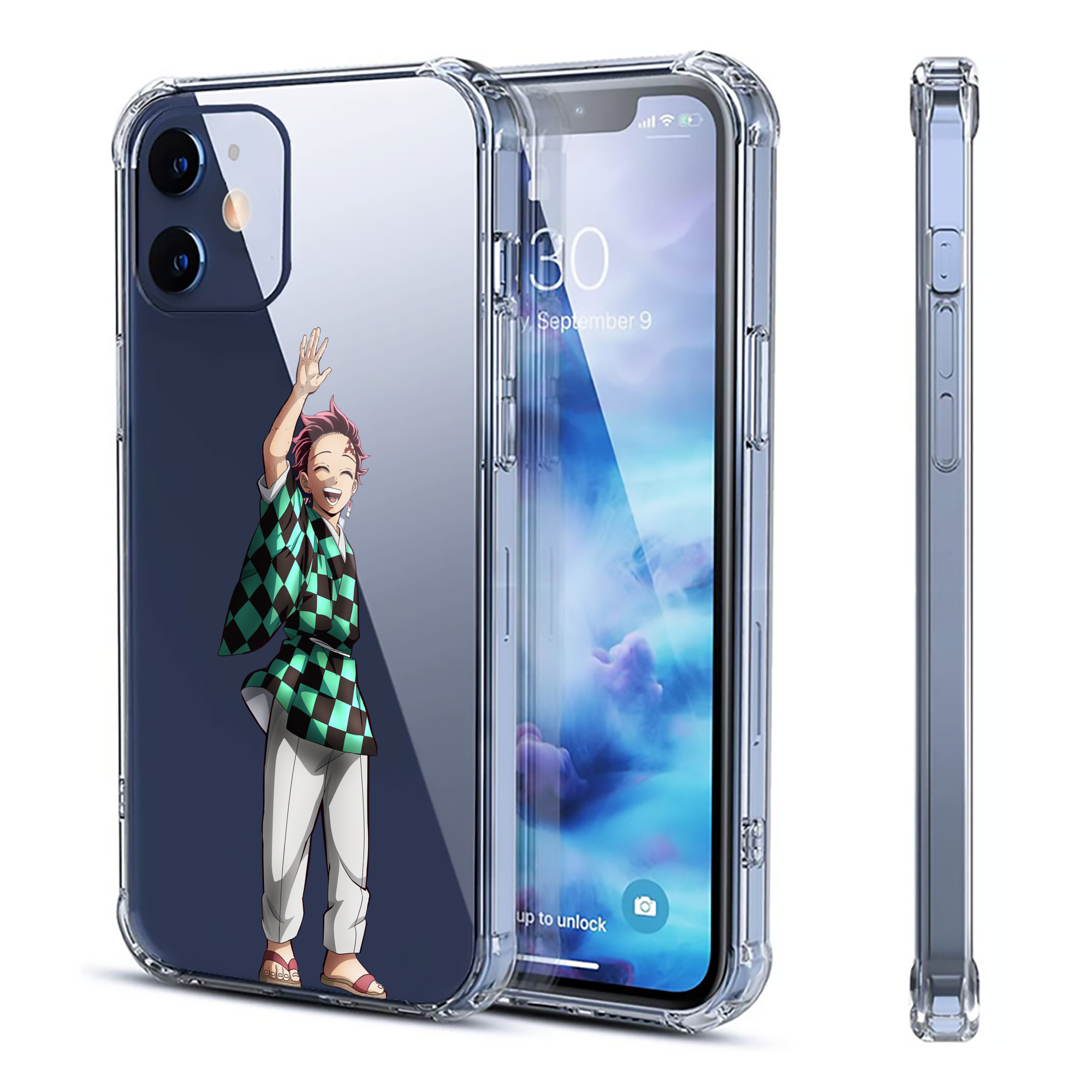 （画像用） 鬼滅の刃 竈門 炭治郎／かまど たんじろう Kamado Tanjirou 【iPhone 12シリーズ対応】透明スマホケース（クリアソフトケース）